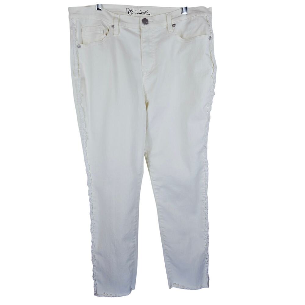 DG2 by Diane Gilman Frayed Side & Hem Women's White Jeans 16